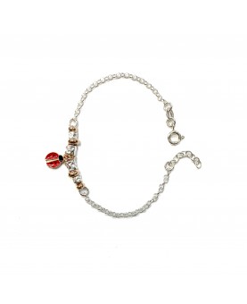 Bracciale con pendente cuore-coccinella