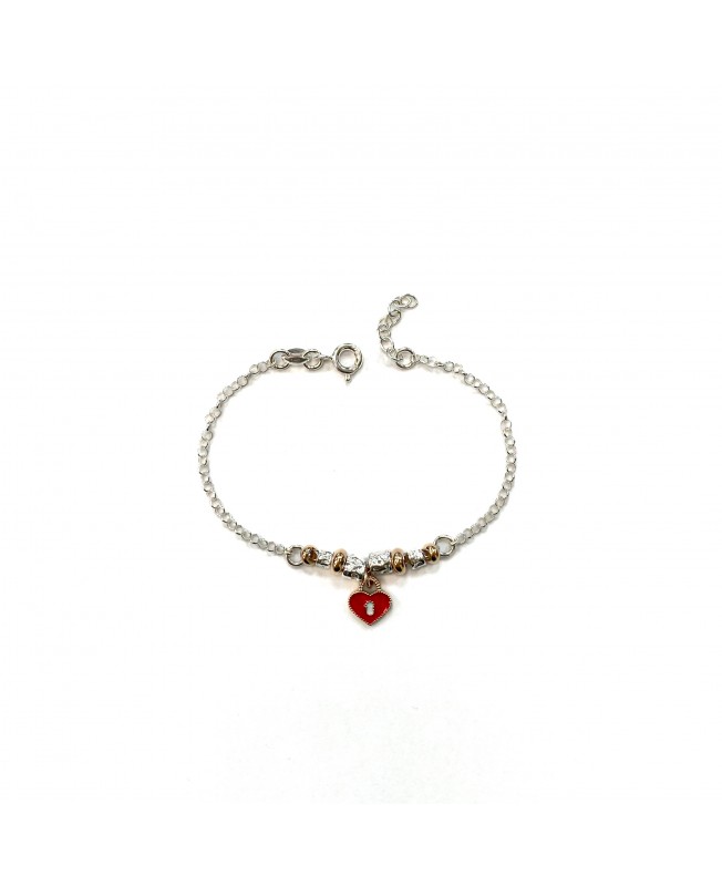 Bracciale con pendente cuore-coccinella